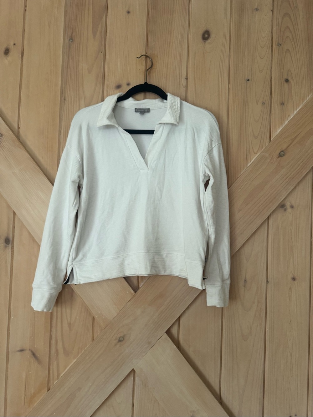 Talbots Cream Collared Long-Sleeve Pullover Sweatshirt